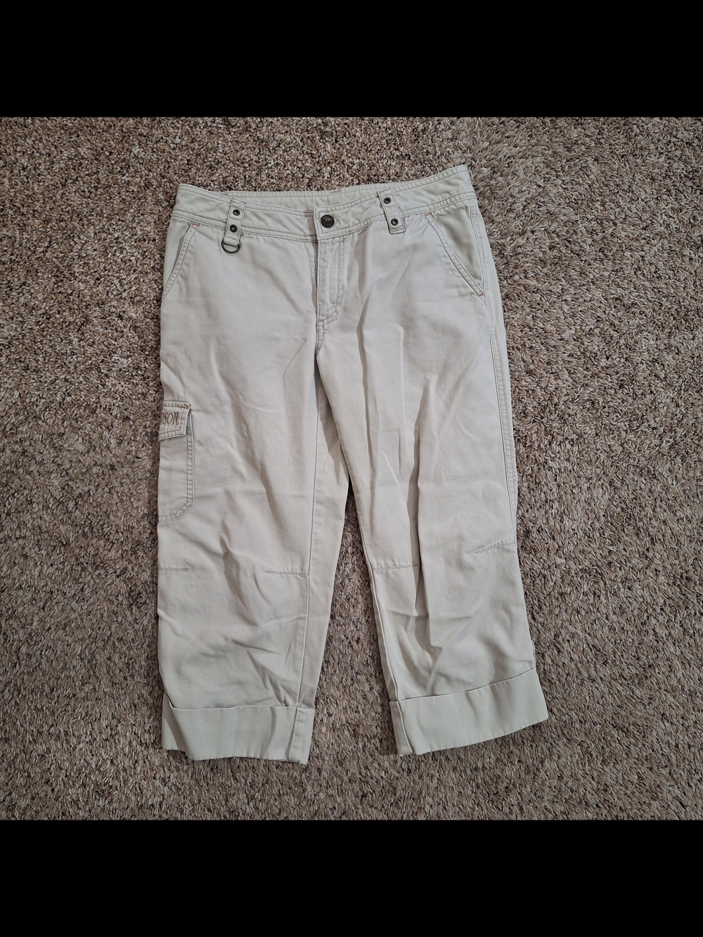 Vintage Harley Davidson Y2K Khaki Cargo Capri Utility Shorts Size 6